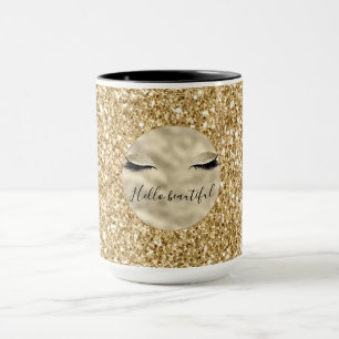 Gold Glam Glitter Girly Eyelashes personalized Mug