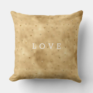 Gold Glam Glitter Hearts Cushion