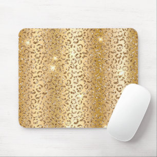 Gold Glam Glitter Leopard Mouse Pad