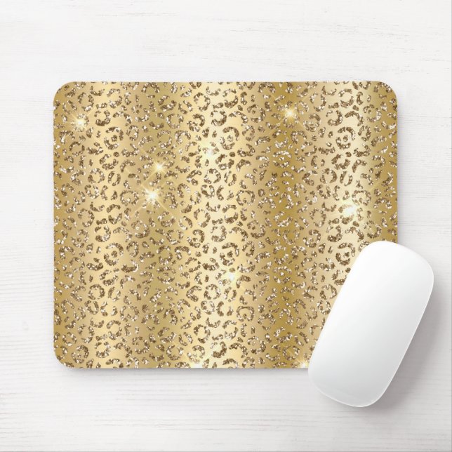 Gold Glam Glitter Leopard  Mouse Pad (With Mouse)