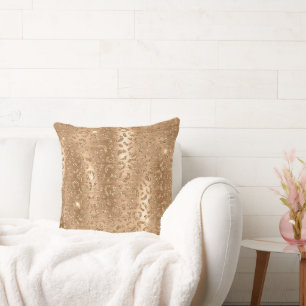 Gold Glam Glitter Leopard Print Cushion
