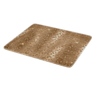 Gold Glam Glitter Leopard Print Cutting Board