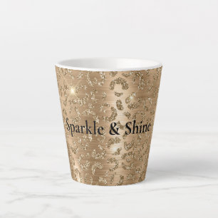 Gold Glam Glitter Leopard Print Latte Mug