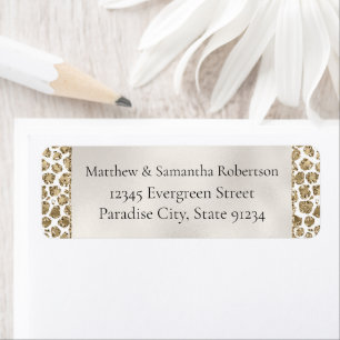 Gold Glam Glitter Leopard Print     Return Address Label