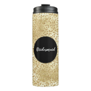 Gold Glam Glitter Leopard Print  Thermal Tumbler