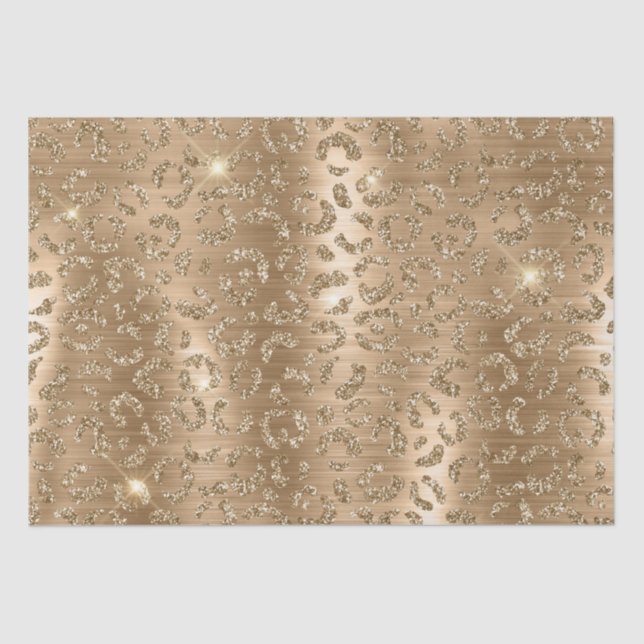 Gold Glam Glitter Leopard Print Tissue Paper (Front)