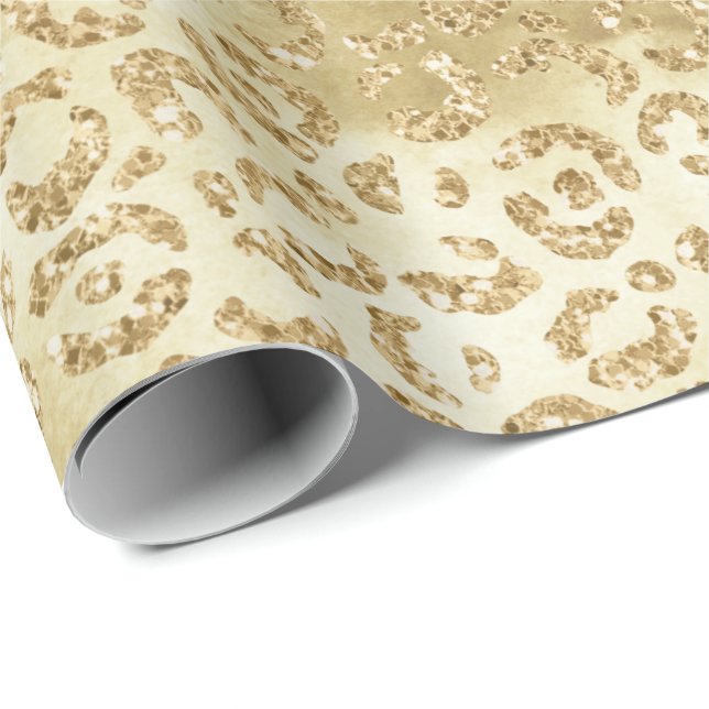 Gold Glam Glitter Leopard Print      Wrapping Paper (Roll Corner)