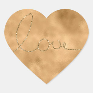 Gold Glam Glitter Love Heart Heart Sticker