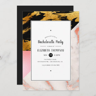 Gold Glam Glitter Marble Bachelorette Party Invitation