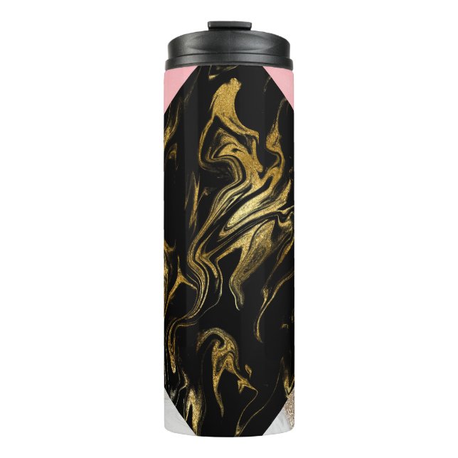 Gold Glam Glitter Marble Thermal Tumbler (Front)