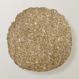 Gold Glam Glitter Round Cushion