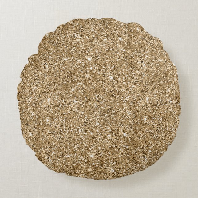 Gold Glam Glitter Round Cushion (Front)