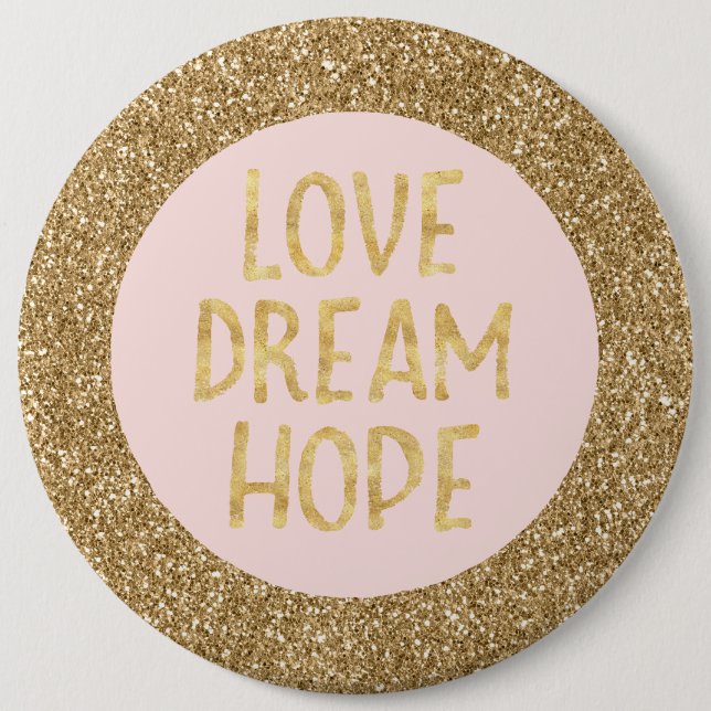 Gold Glam Glitter Sparkle Glitz Love Dream Hope 6 Cm Round Badge (Front)