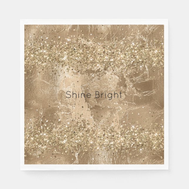 Gold Glam Glitter Sparkles    Napkin (Front)