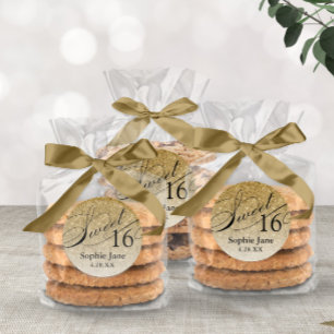 Gold Glam Glitter Sweet 16 Personalised Classic Round Sticker