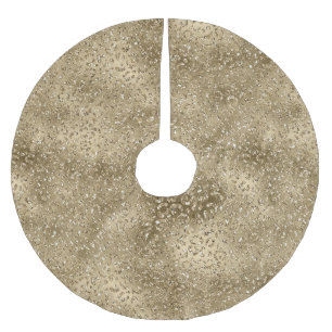 Gold Glam Glitzy Glitter Leopard Print   Brushed Polyester Tree Skirt