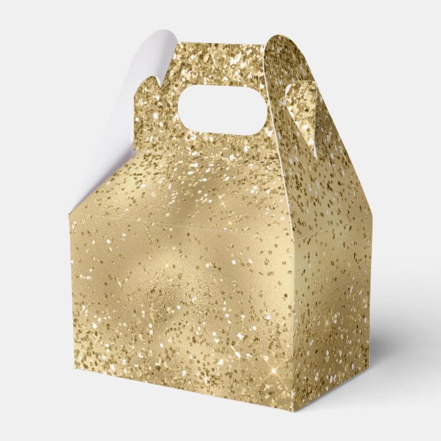 Gold Glam Glitzy Glitter Sparkle   Favour Box (Front Side)