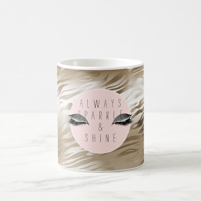 Gold Glam Glitzy Silver Sparkle Eyes Stripes   Coffee Mug (Center)