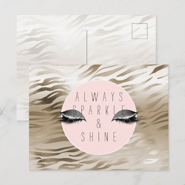 Gold Glam Glitzy Silver Sparkle Eyes Stripes   Postcard (Front/Back)