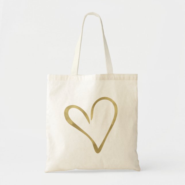 Gold Glam Heart Tote Bag (Front)