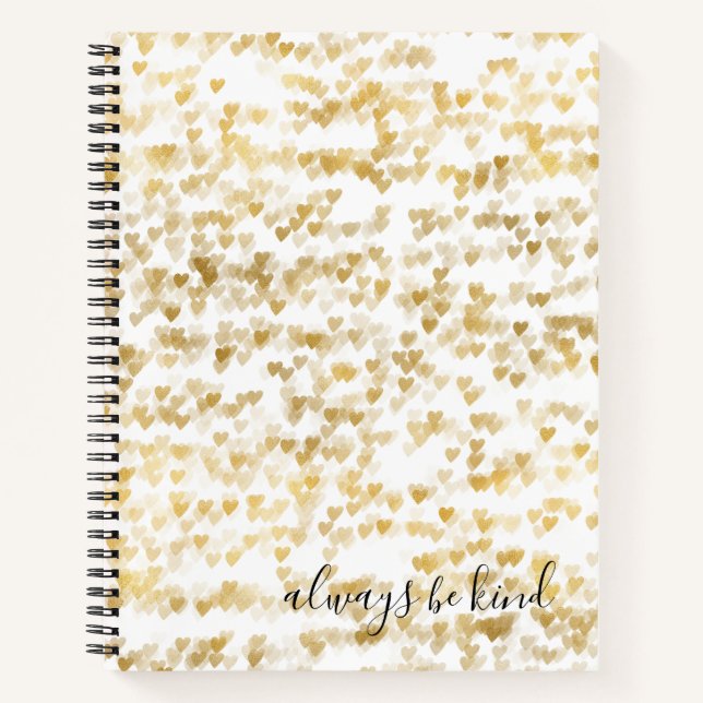 Gold Glam Hearts Bokeh Notebook (Front)