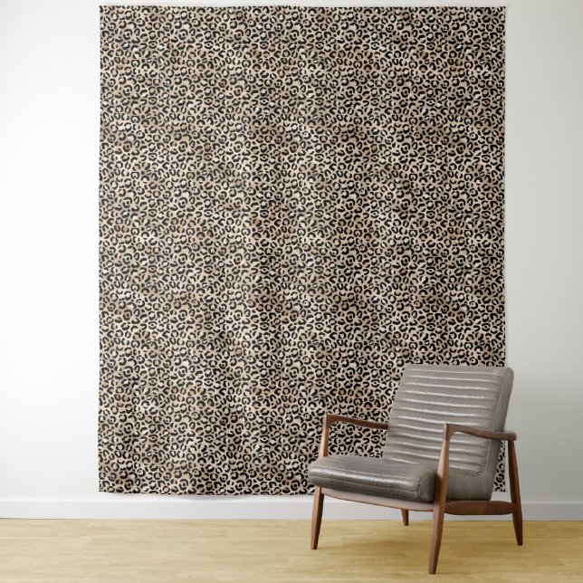 Gold Glam Leopard Print Tapestry (In Situ)