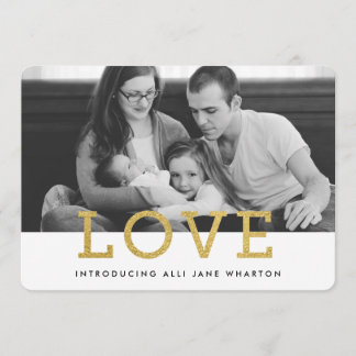 Gold Glam Love | Modern Photo Birth Announcement