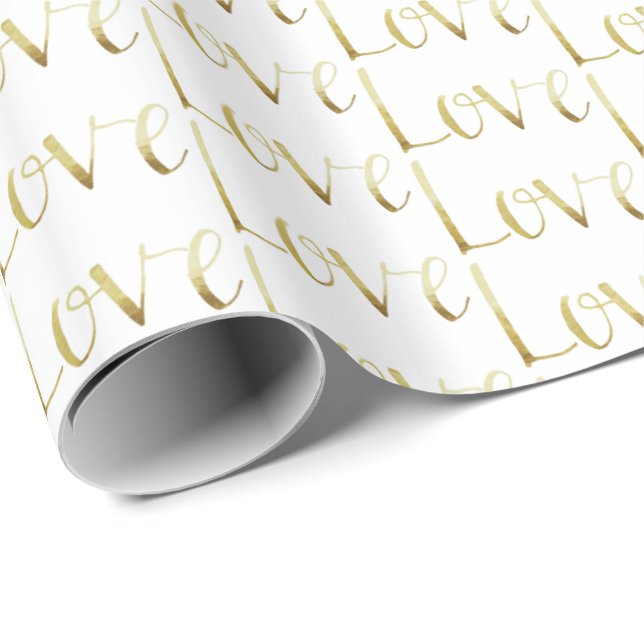 Gold Glam Love Wedding Wrapping Paper (Roll Corner)