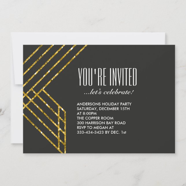 Gold Glam Party Invitation (Front)