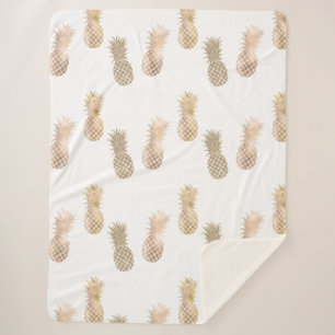 Gold Glam Pineapples Sherpa Blanket