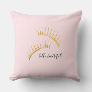 Gold Glam Pink Eyelashes Cushion