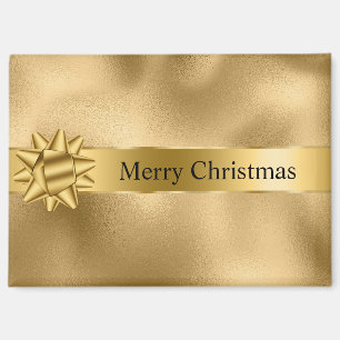 Gold Glam Ribbon and Bow Christmas Magnet