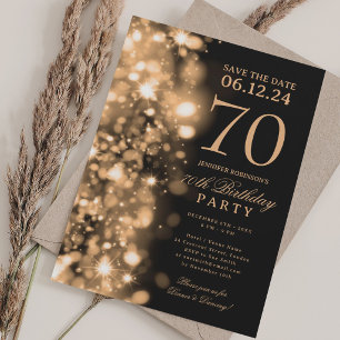 Gold Glam Save The Date 70th Birthday Party Invitation