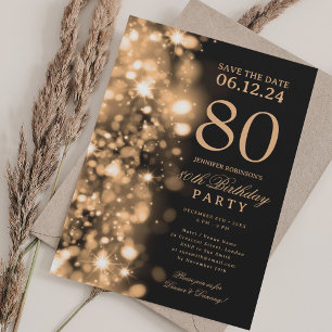 Gold Glam Save The Date 80th Birthday Party Invitation