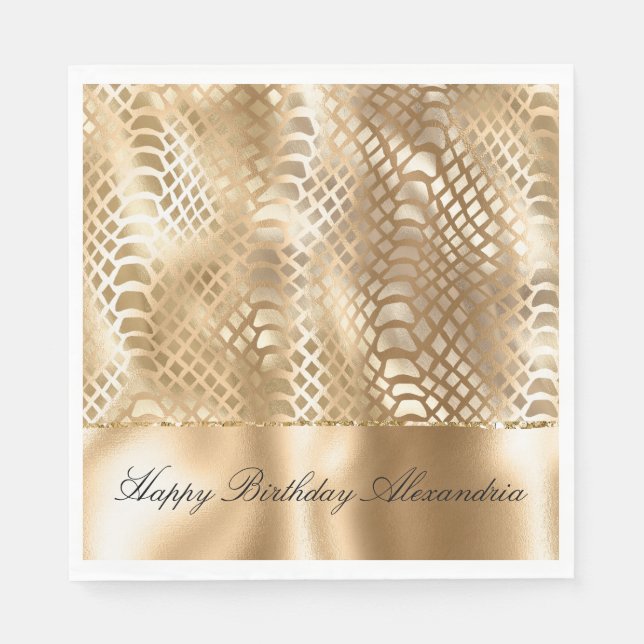 Gold Glam Snake Skin Napkin (Front)