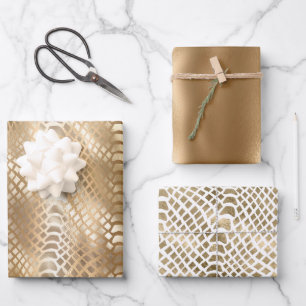 Gold Glam Snake Skin Wrapping Paper Sheet