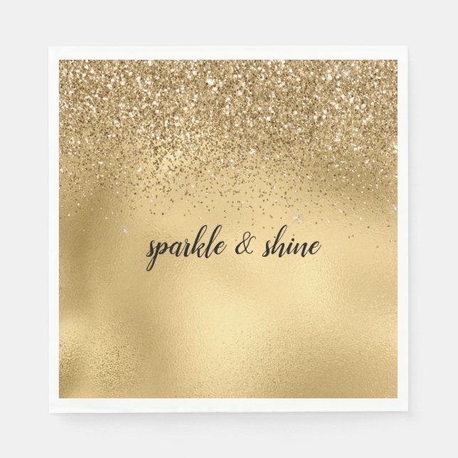 Gold Glam Sparkle Faux Glitter Napkin (Front)
