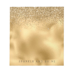 Gold Glam Sparkle Faux Glitter Notepad