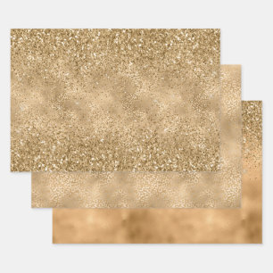 Gold Glam Sparkle Leopard Print Glitter Wrapping Paper Sheet