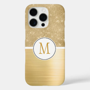 Gold Glam Sparkle Monogram iPhone 16 Pro Case