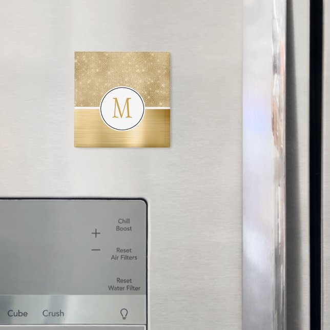 Gold Glam Sparkle Monogram Magnet (In Situ (Fridge))