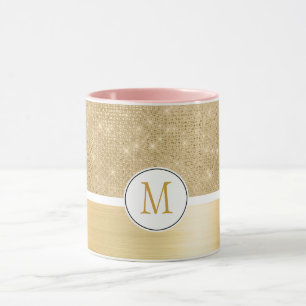 Gold Glam Sparkle Monogram Mug