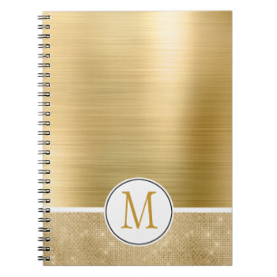 Gold Glam Sparkle Monogram Notebook