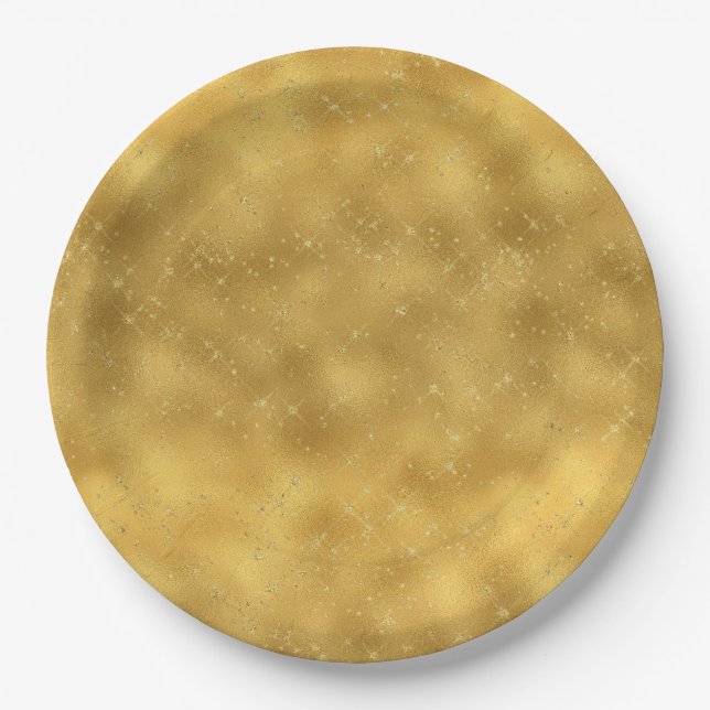 Gold Glam Sparkles Paper Plate (Front)