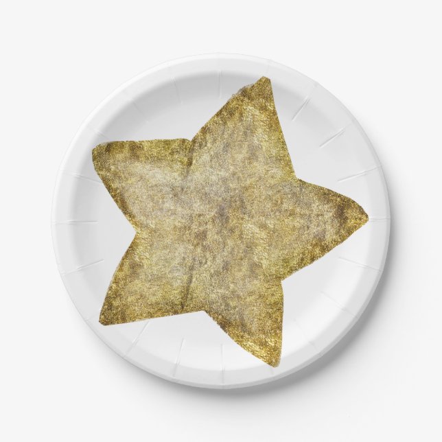 Gold Glam Star Paper Plate (Front)