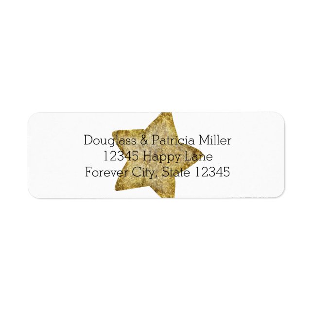 Gold Glam Star Return Address Label (Front)
