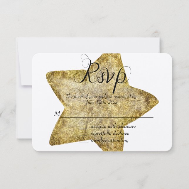 Gold Glam Star RSVP (Front)
