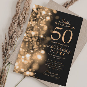  Gold Glam Surprise 50th Birthday Party Invitation
