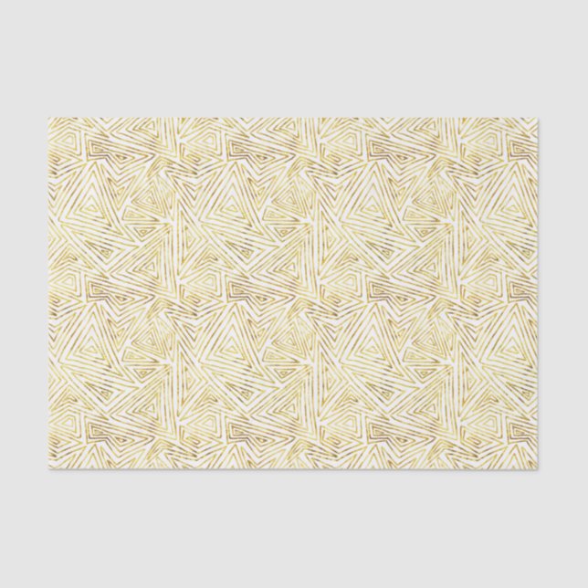 Gold Glam Triangles Abstract Geometric Tissue Paper (Front)