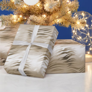 Gold Glam Zebra Animal Print Wrapping Paper
